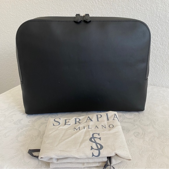 Serapian black Leather Document laptop Case - Picture 6 of 13